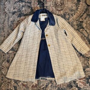 Chic Navy and Cream Kids Formal Dress Set